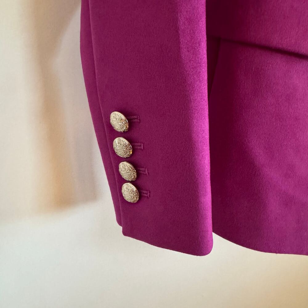 White House Black Market Magenta Suede Double Breasted Blazer Womens Size 00 XS - Picture 3 of 7